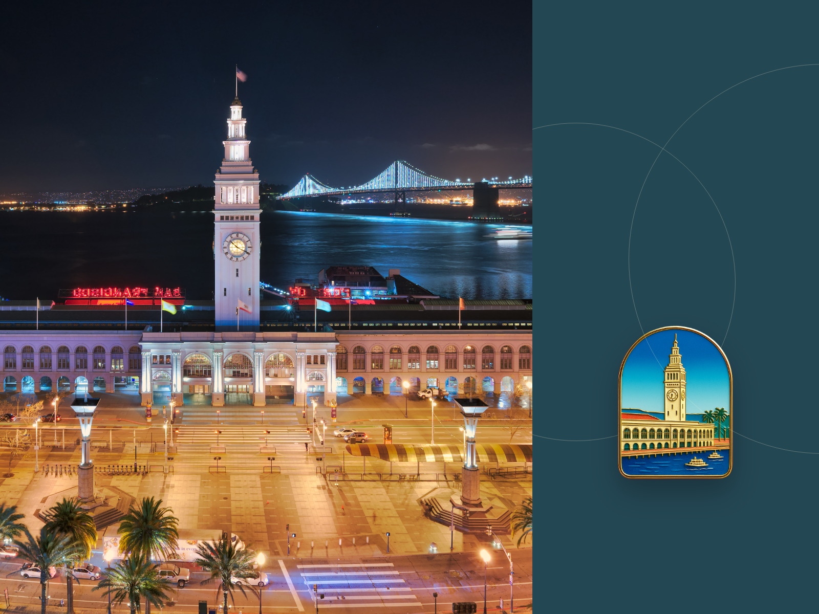 Ferry Building & the Embarcadero collectible travel poster